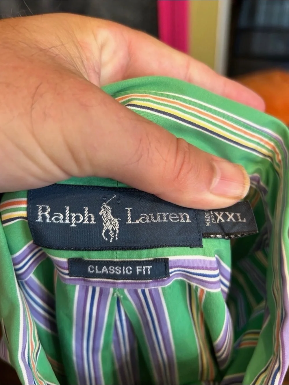 Polo by Ralph Lauren Green, Purple & White Striped Button-Down Shirt